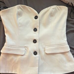 Creme Strapless Button Up Top - Small